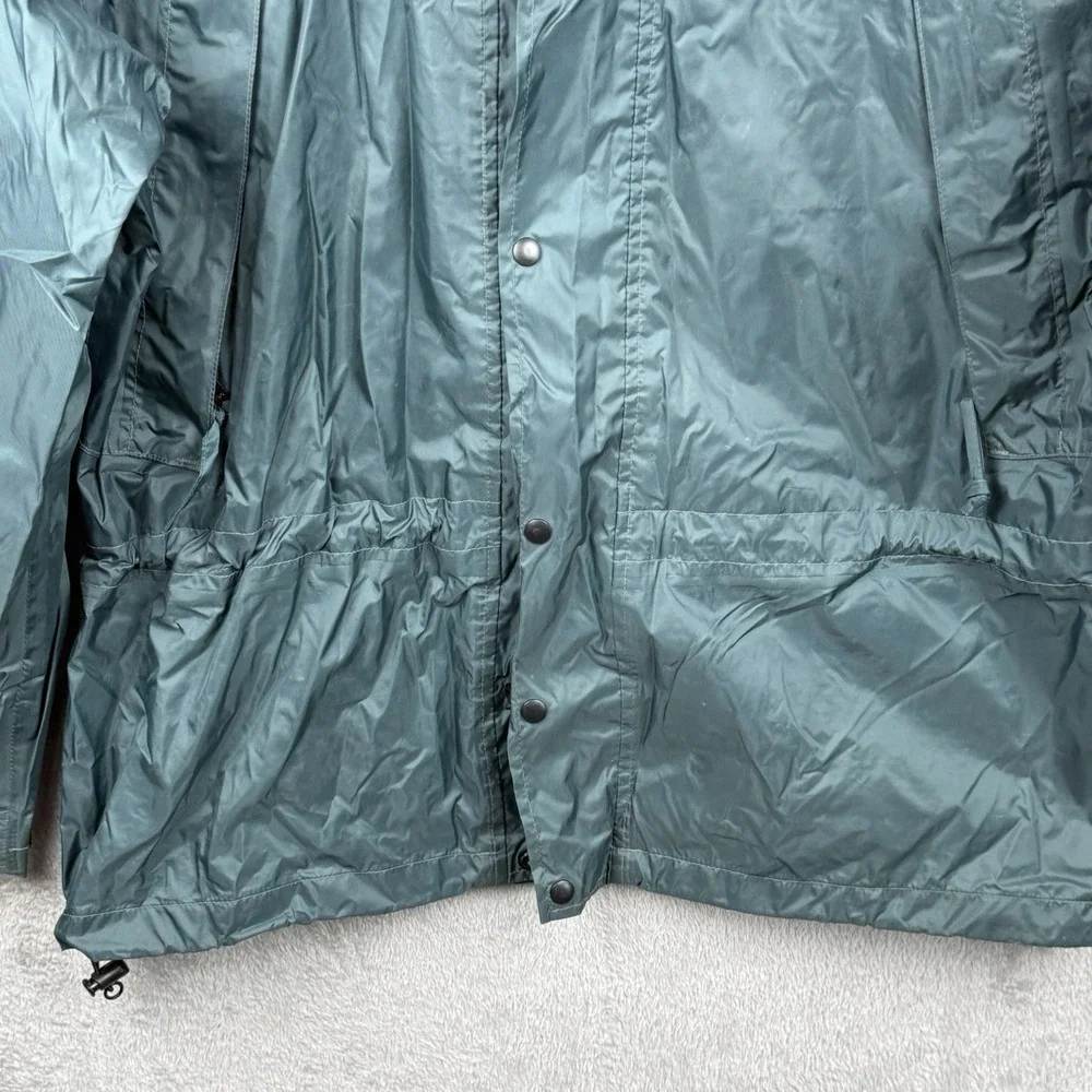 Mountain Hard Wear Rain Coat Mens L Green Hooded Waterproof Full Zip Snaps